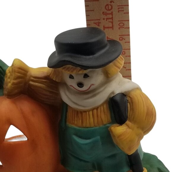 Vintage Halloween Candle Holder Jack O Lantern Scarecrow - Picture 7 of 10